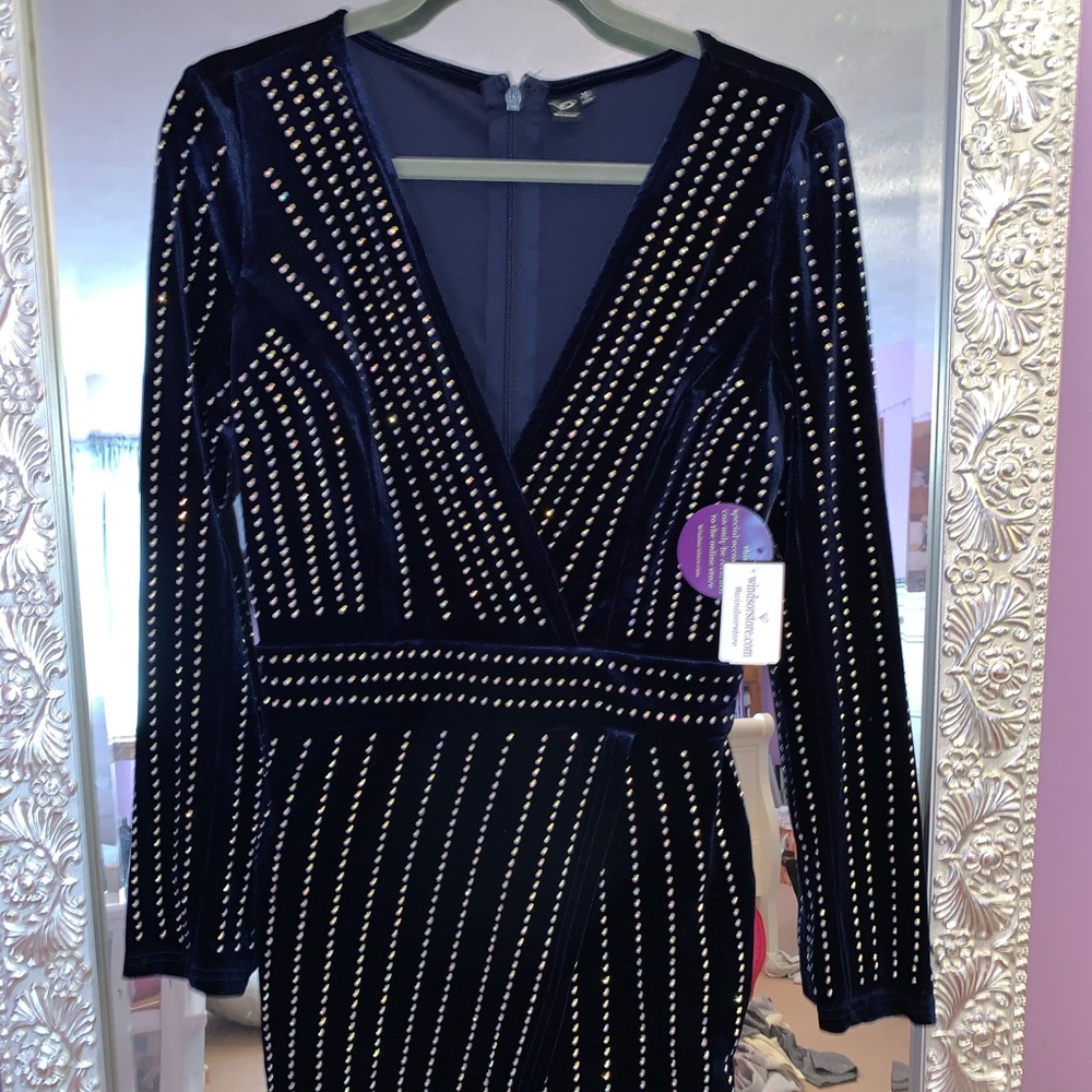Long sleeve rhinestone dress